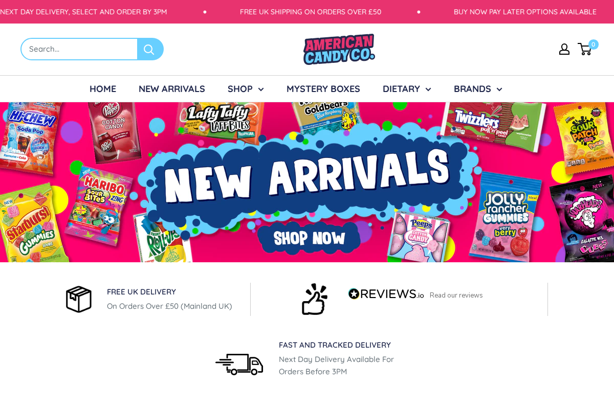 American Candy Co homepage screenshot