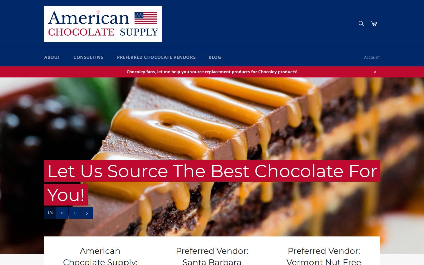 americanchocolatesupply.com homepage screenshot