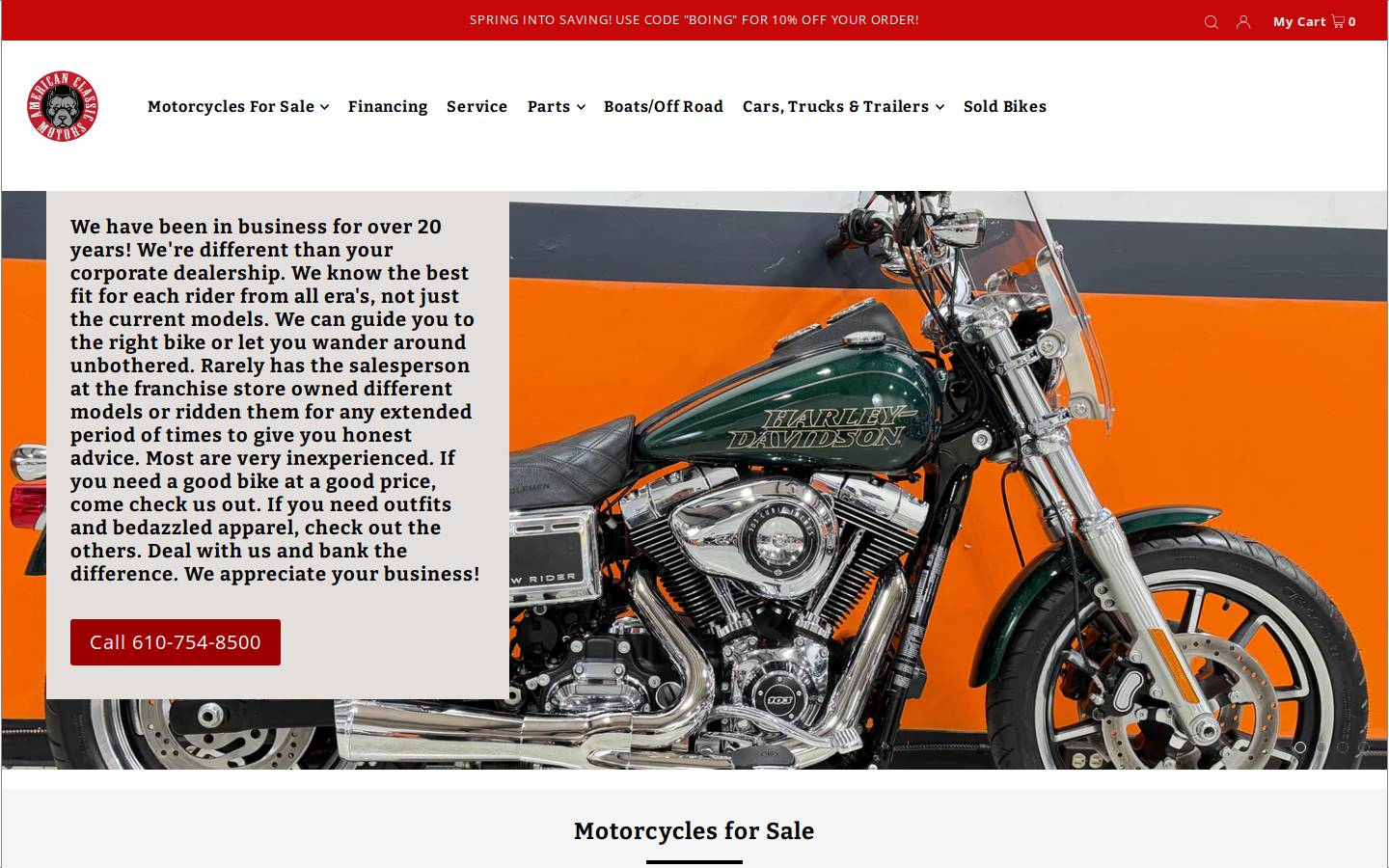 americanclassicmotors.com homepage screenshot