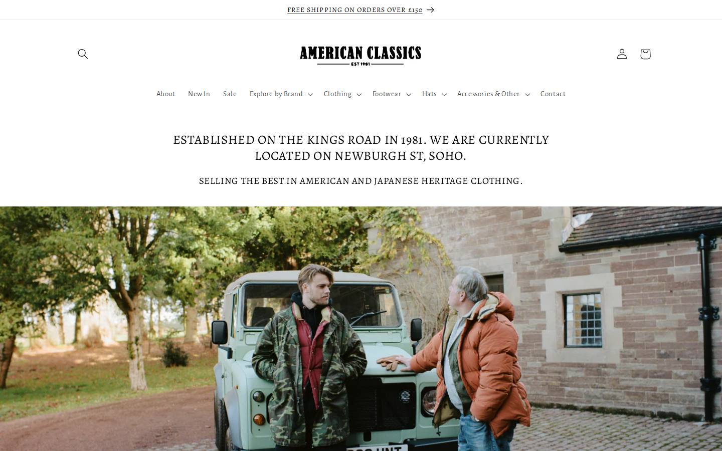 americanclassicslondon.com homepage screenshot