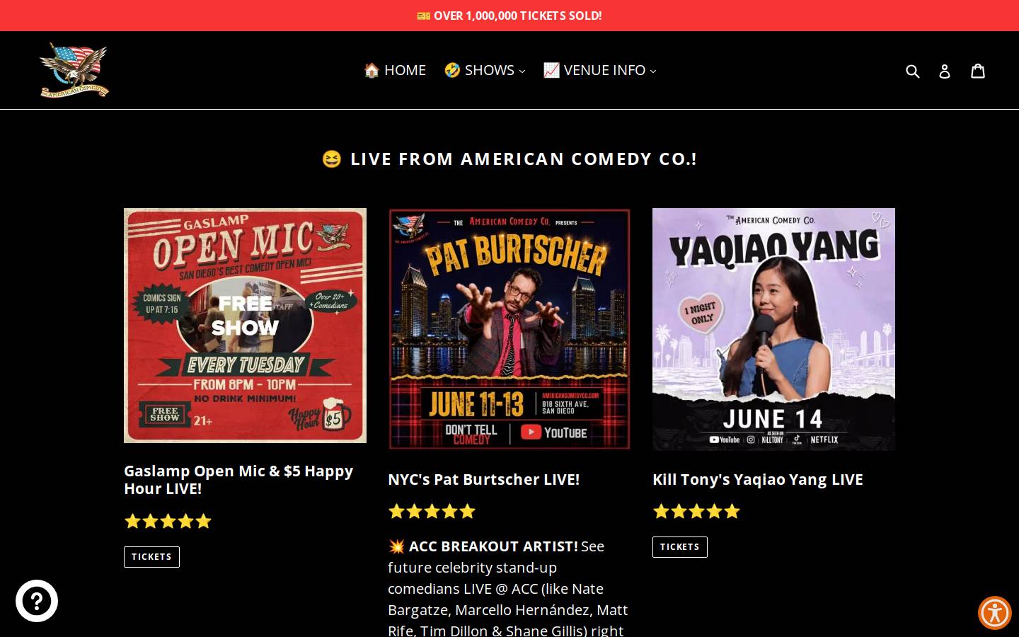 americancomedyco.com homepage screenshot