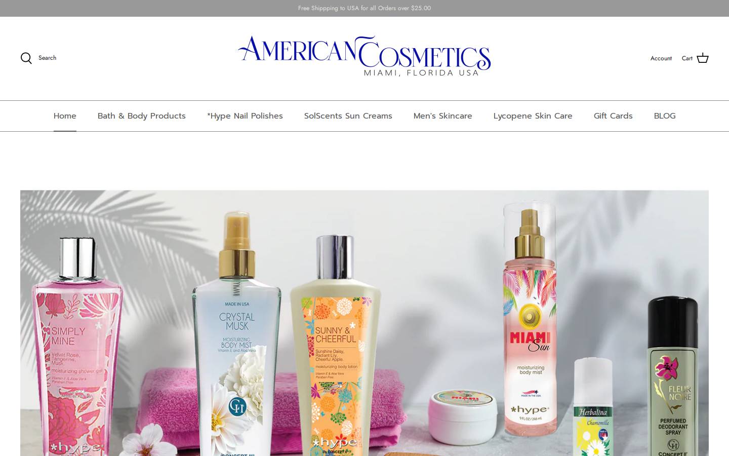 americancosmetics.com homepage screenshot
