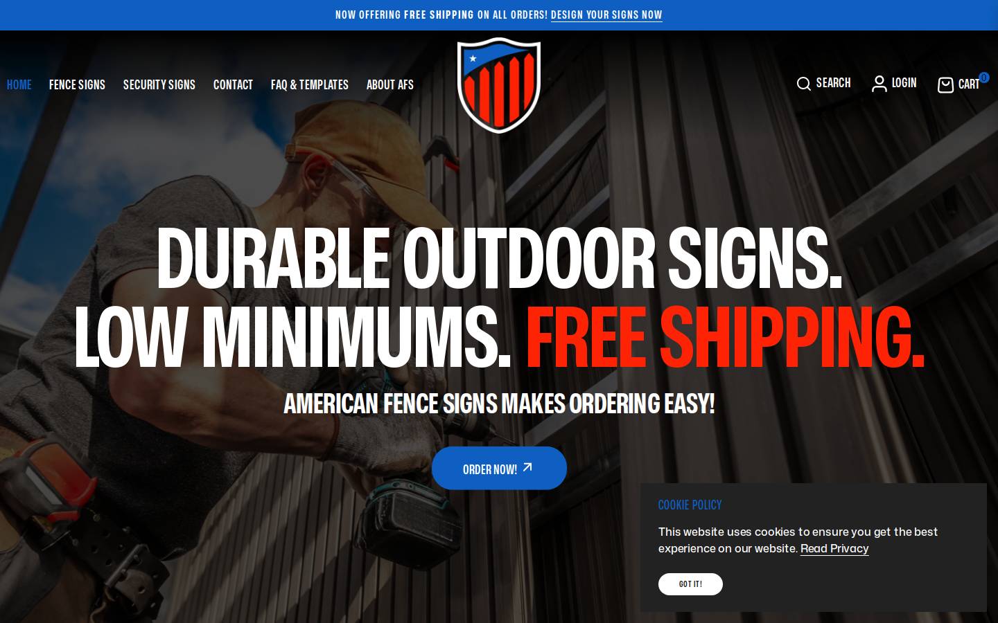 americanfencesigns.com homepage screenshot