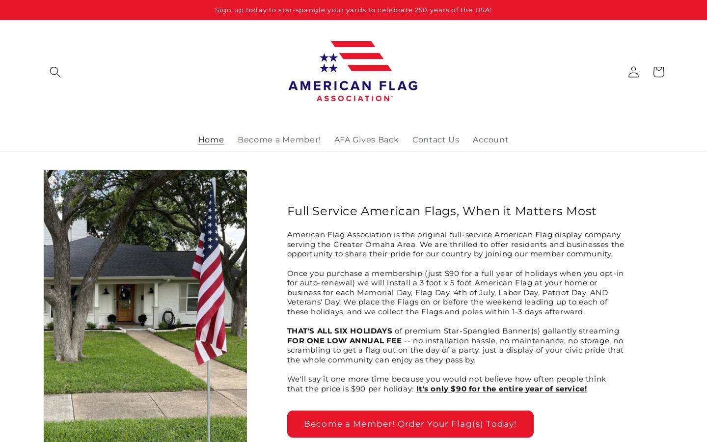 americanflagassociation.com homepage screenshot