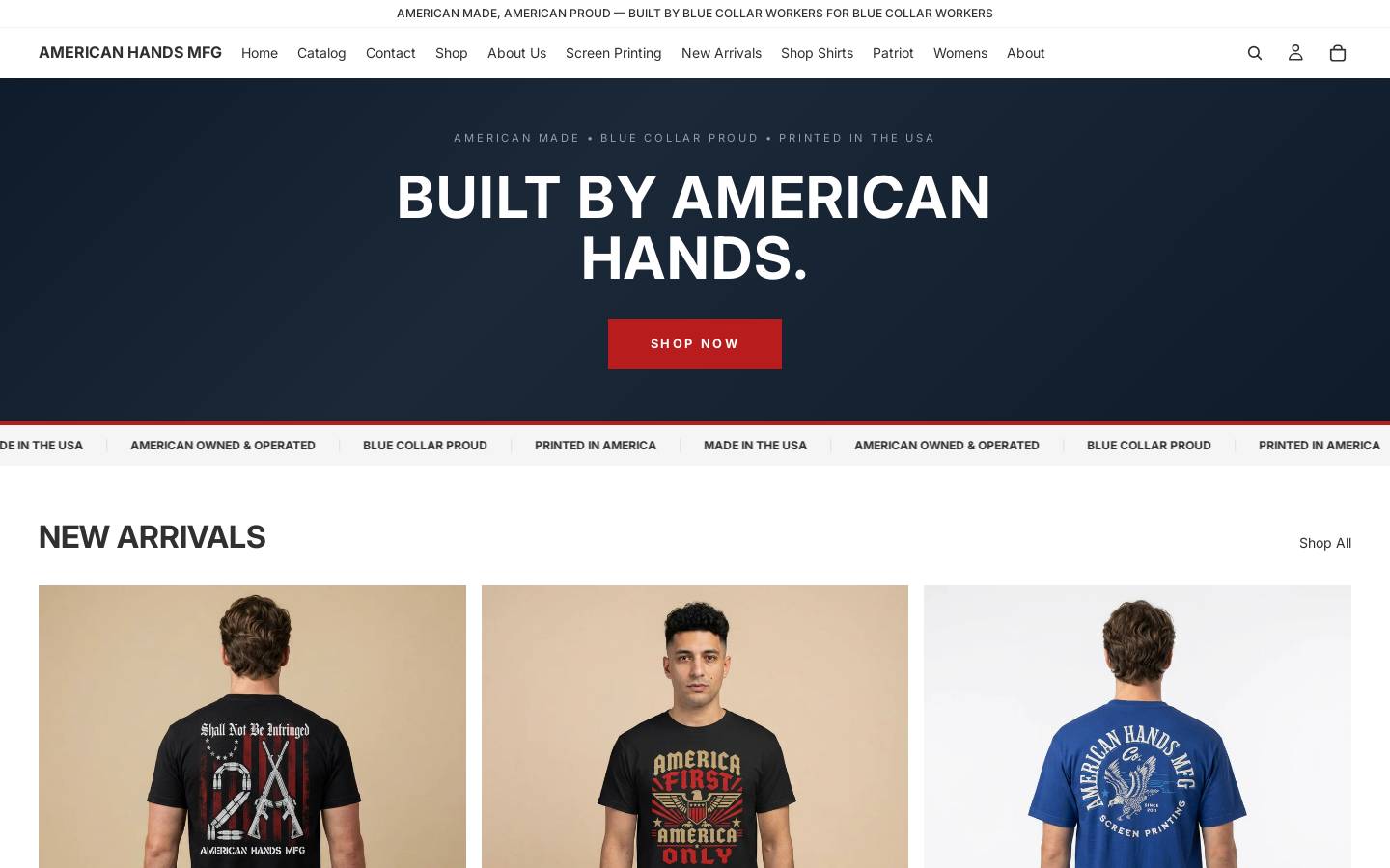 americanhandsmfgco.com homepage screenshot