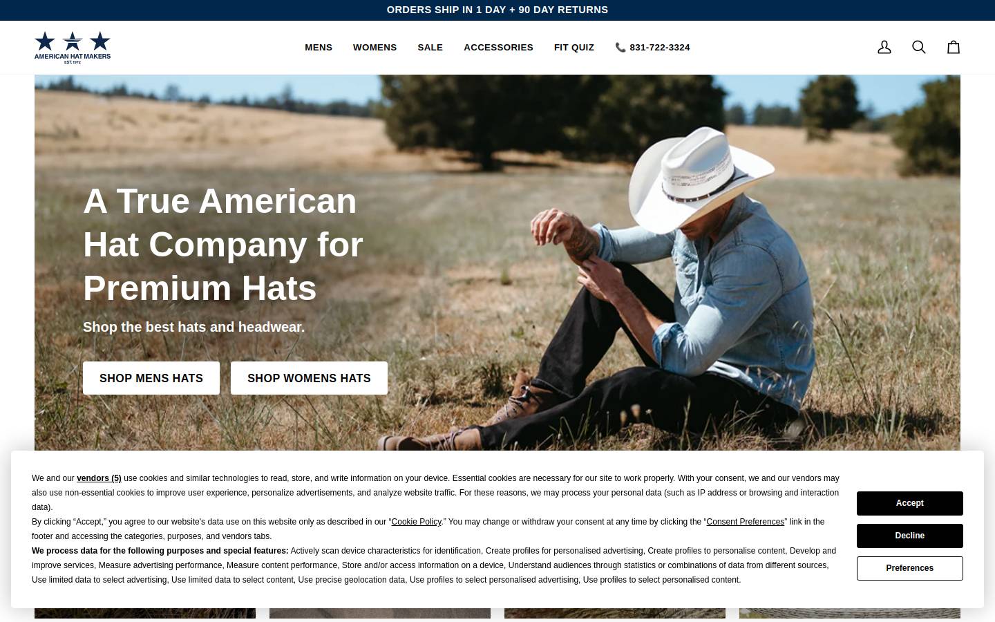 americanhatmakers.com homepage screenshot
