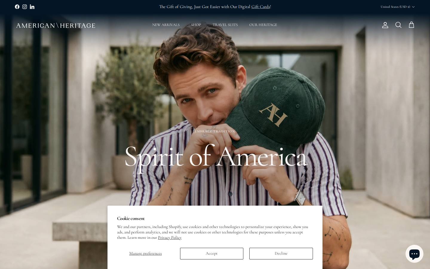 americanheritageclothing.com homepage screenshot