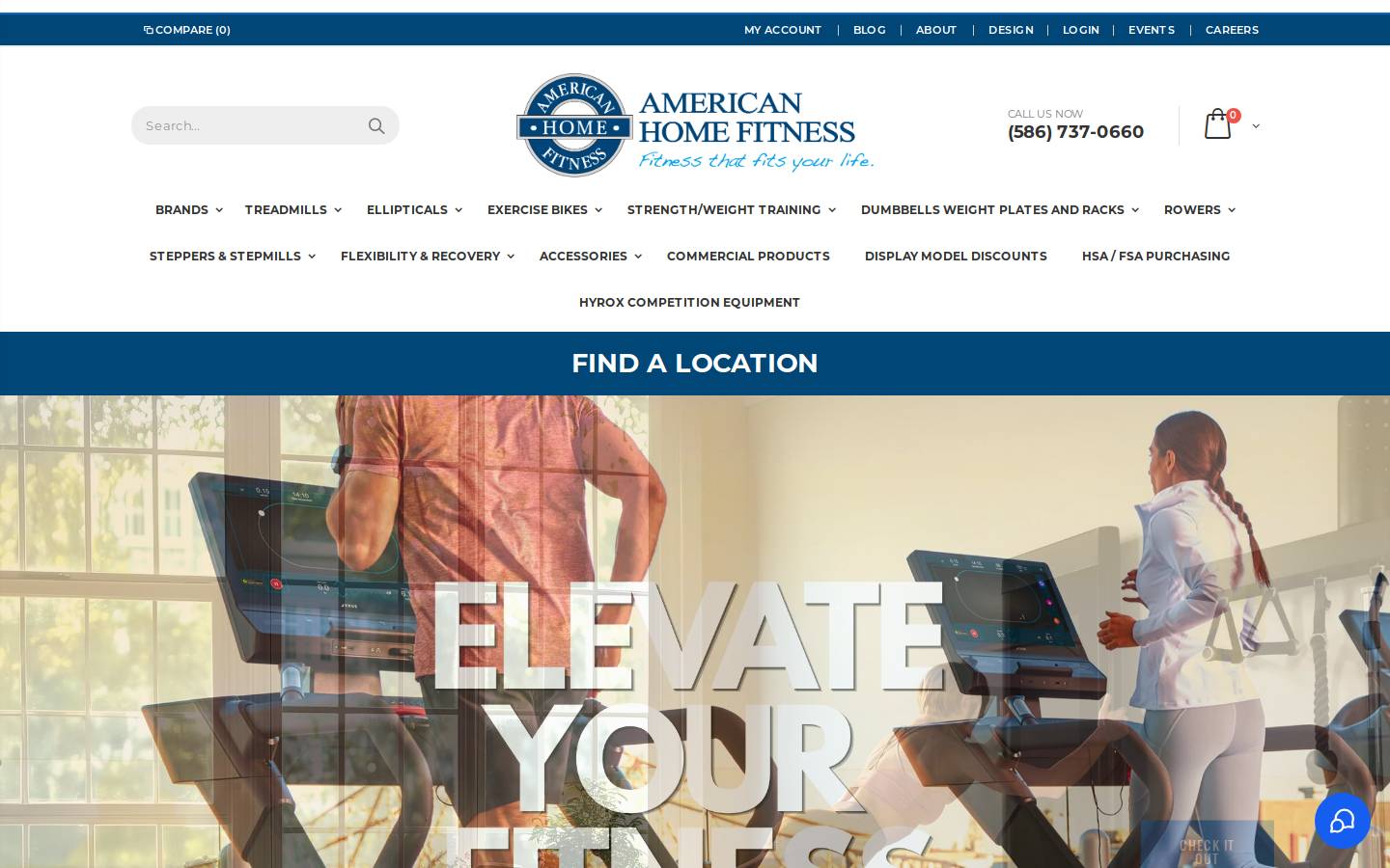 American Home Fitness homepage screenshot