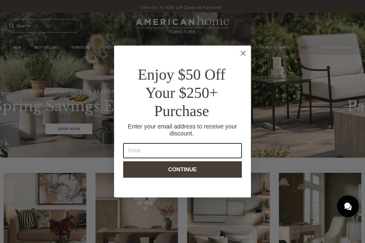 Americanhomefurniture homepage screenshot