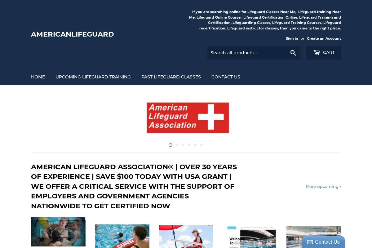 americanlifeguardevents.com homepage screenshot