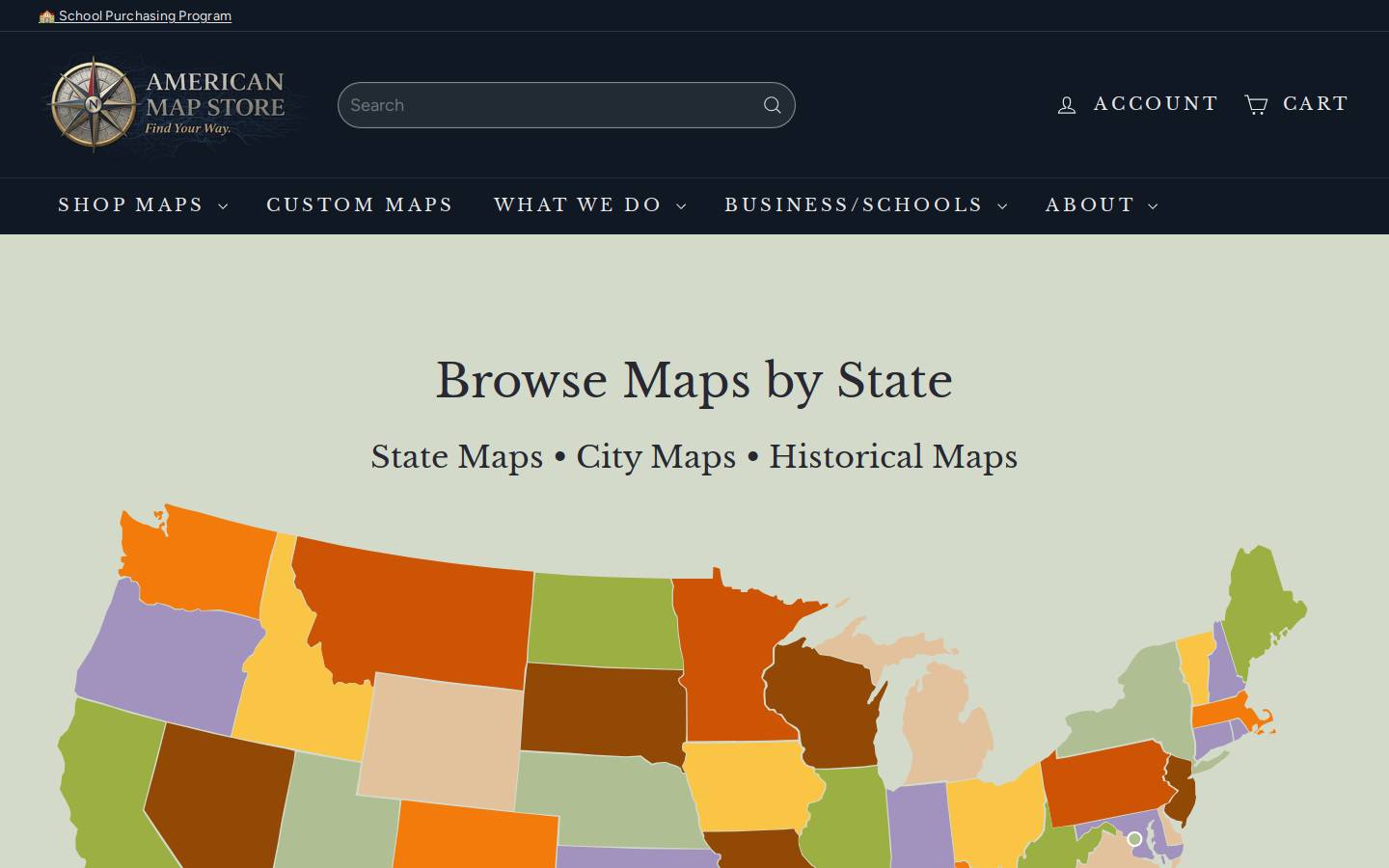 americanmapstore.com homepage screenshot