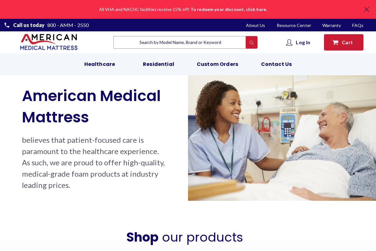 americanmedicalmattress.com homepage screenshot