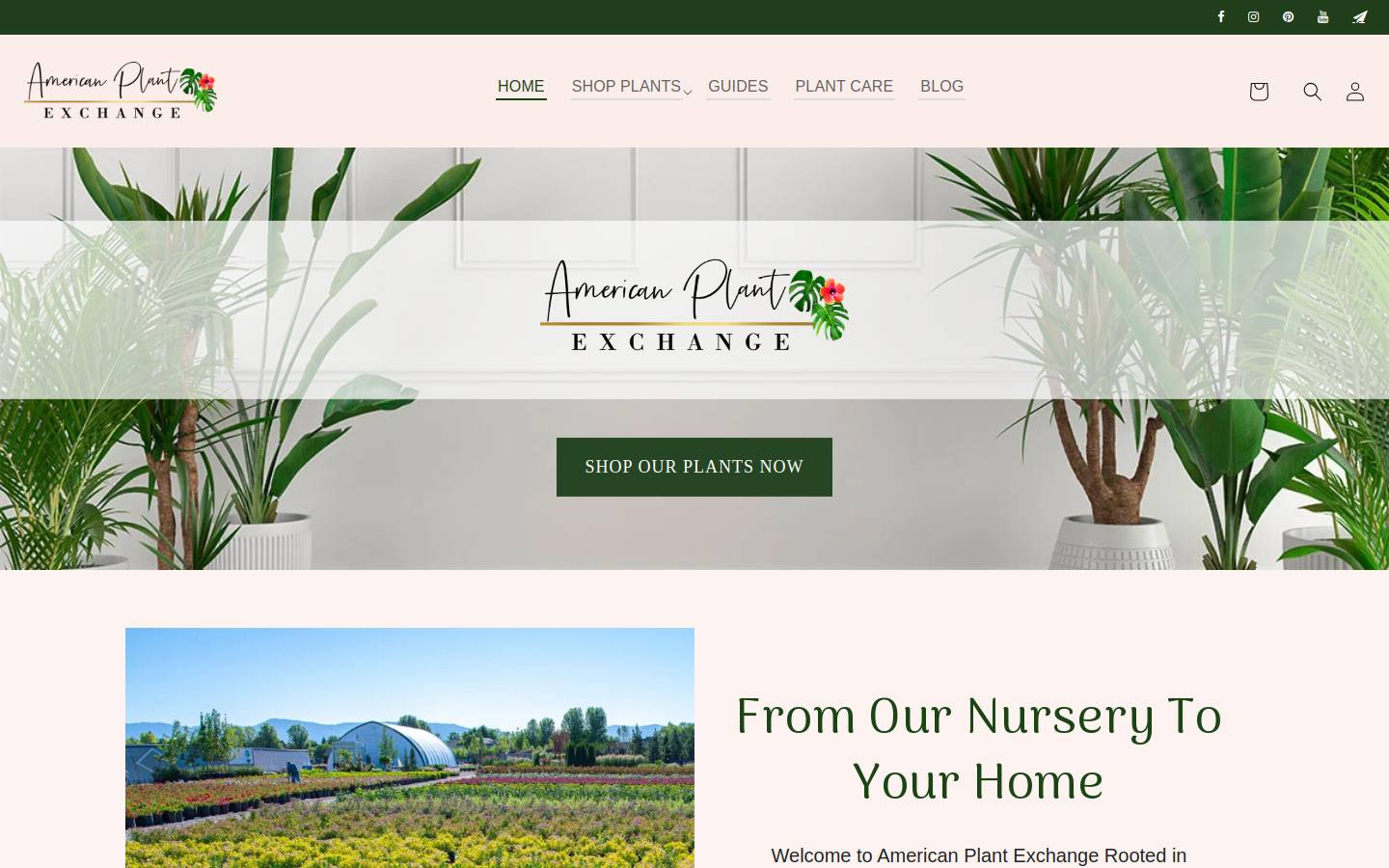 American Plant Exchange homepage screenshot