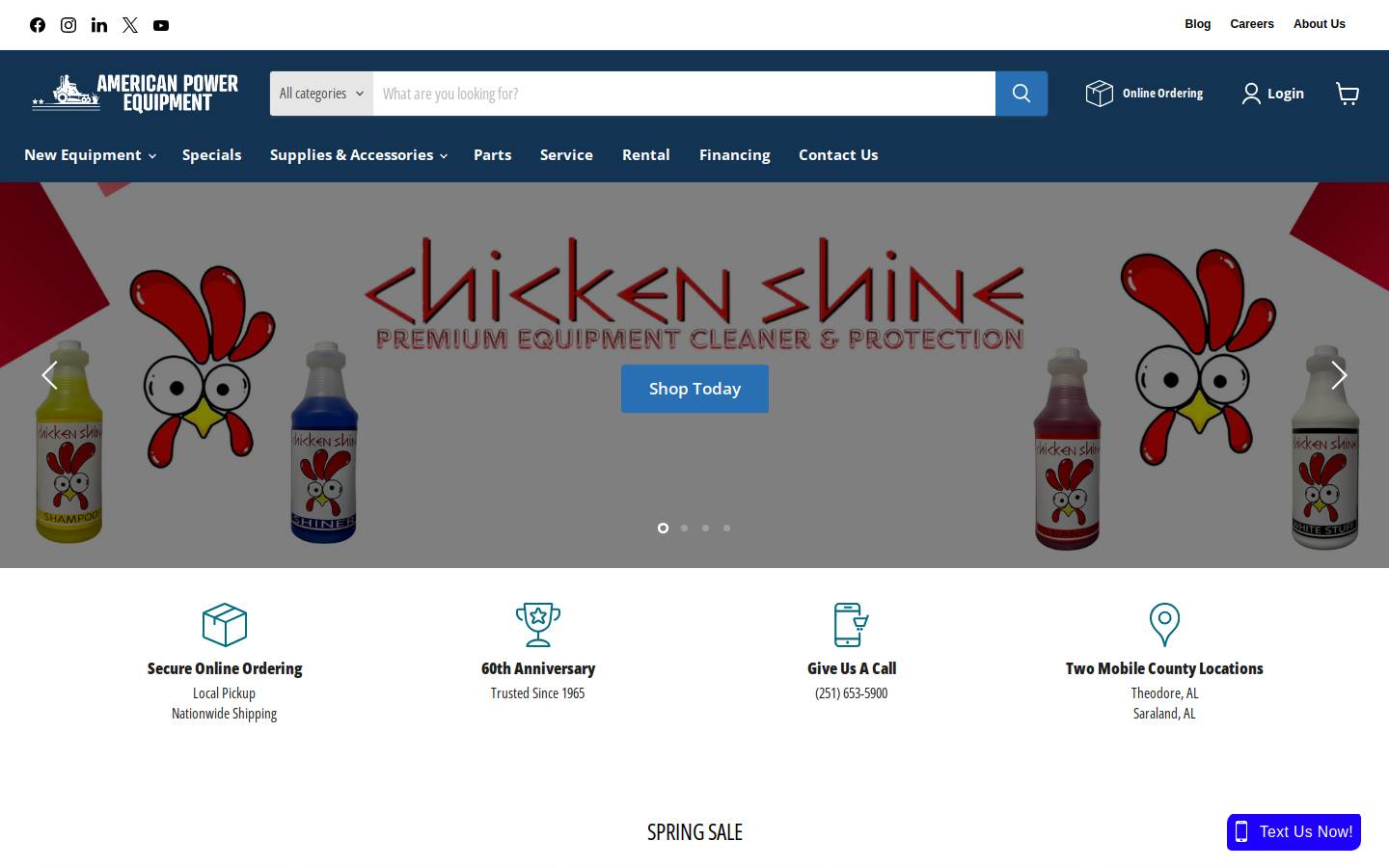 americanpowerequip.com homepage screenshot