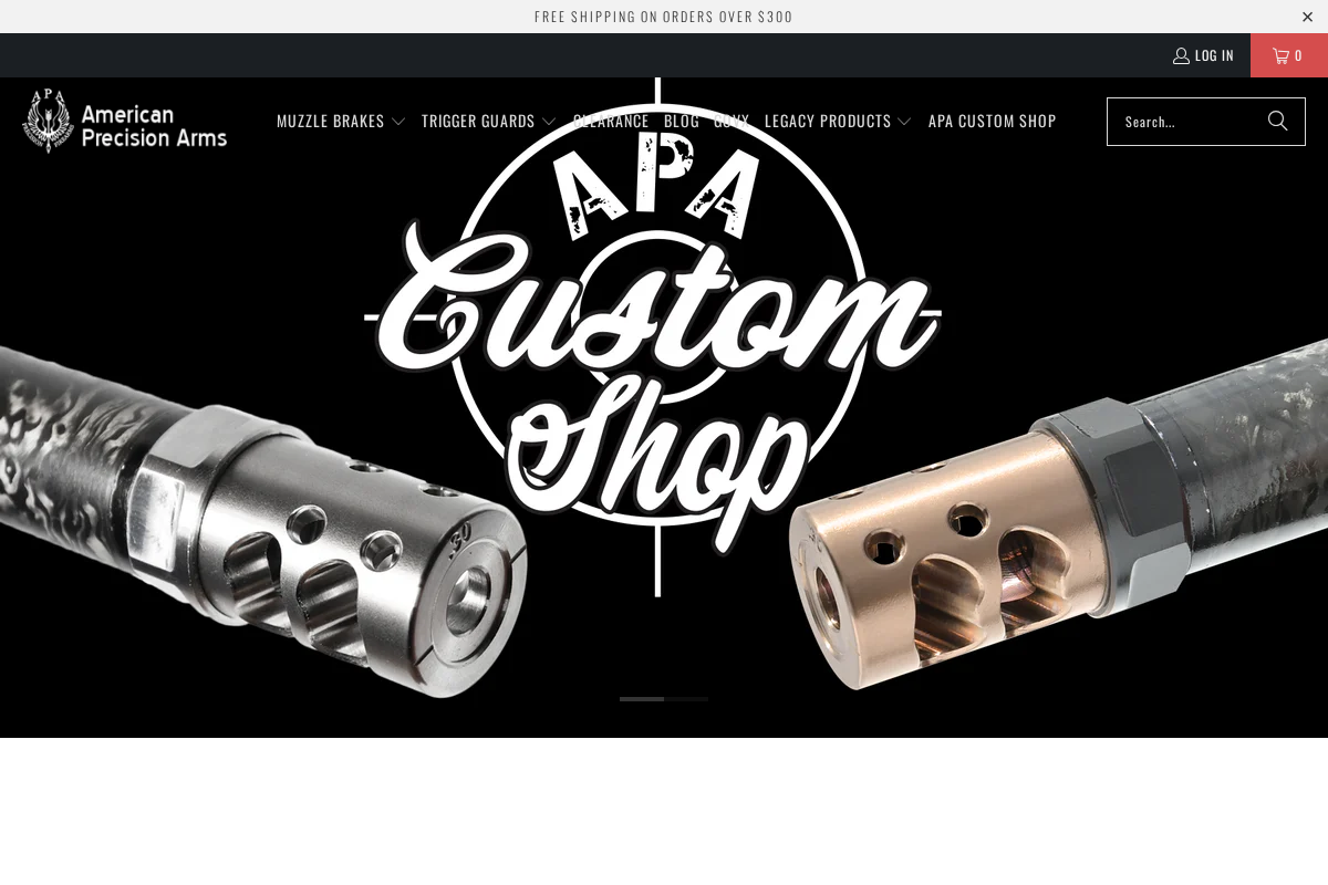 American Precision Arms homepage screenshot
