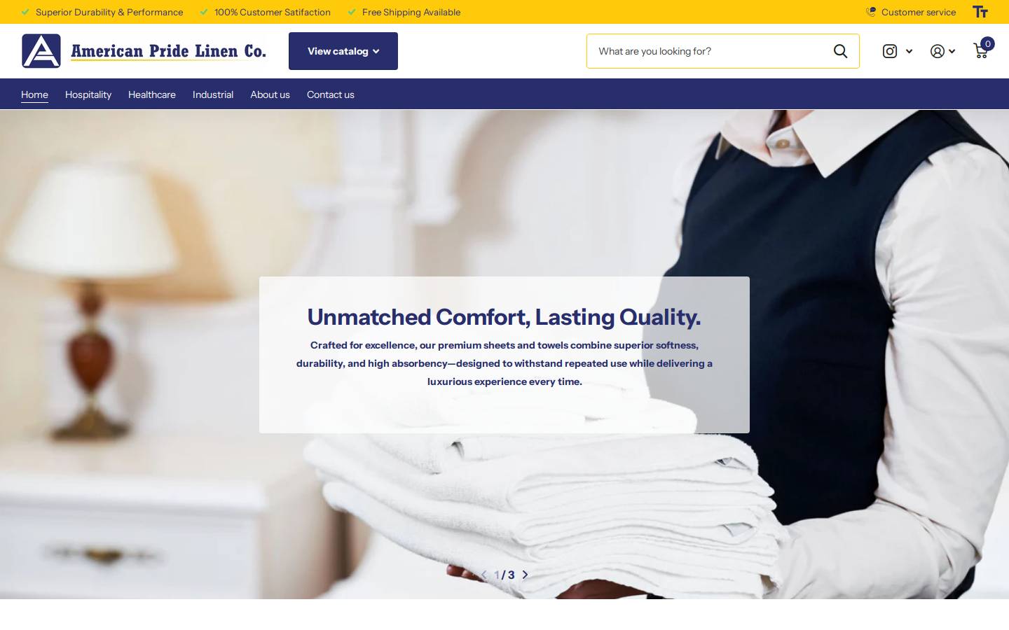 americanpridelinen.com homepage screenshot