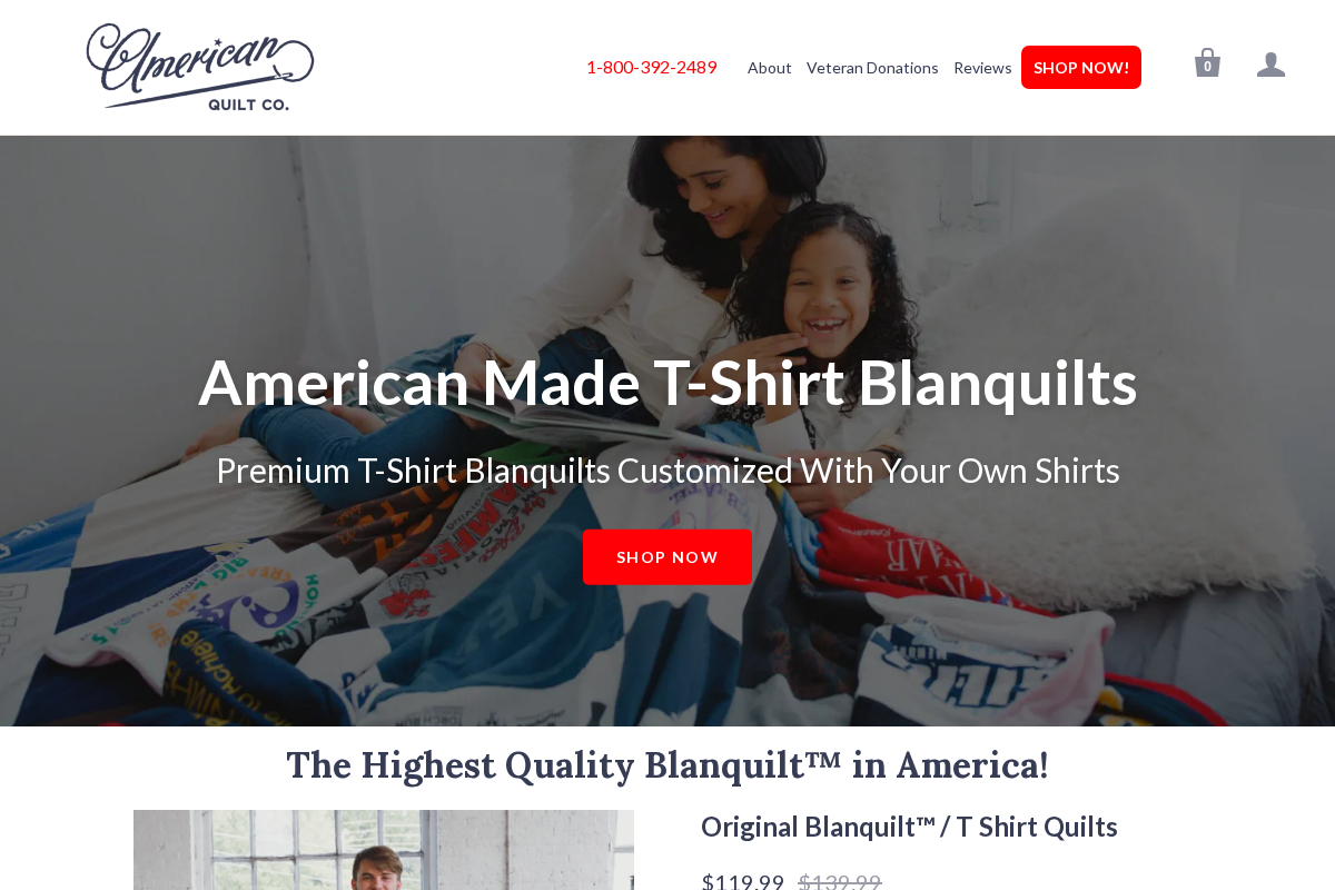 American Quilt homepage screenshot
