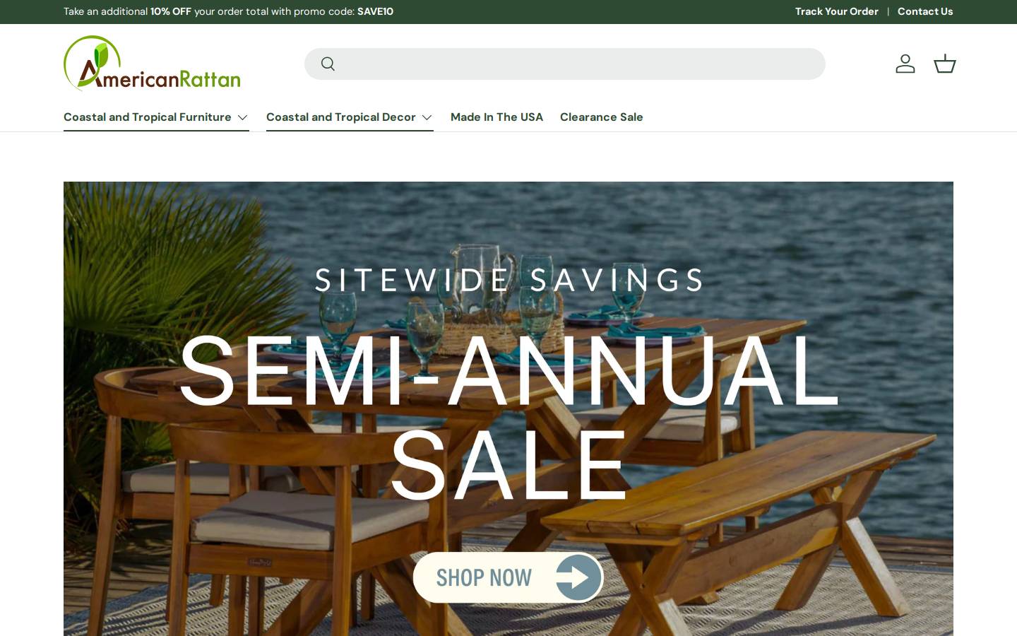 Americanrattan homepage screenshot