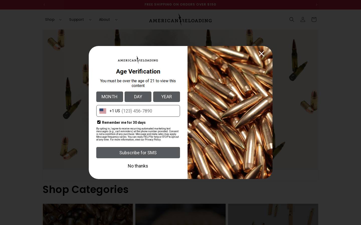 Americanreloading homepage screenshot