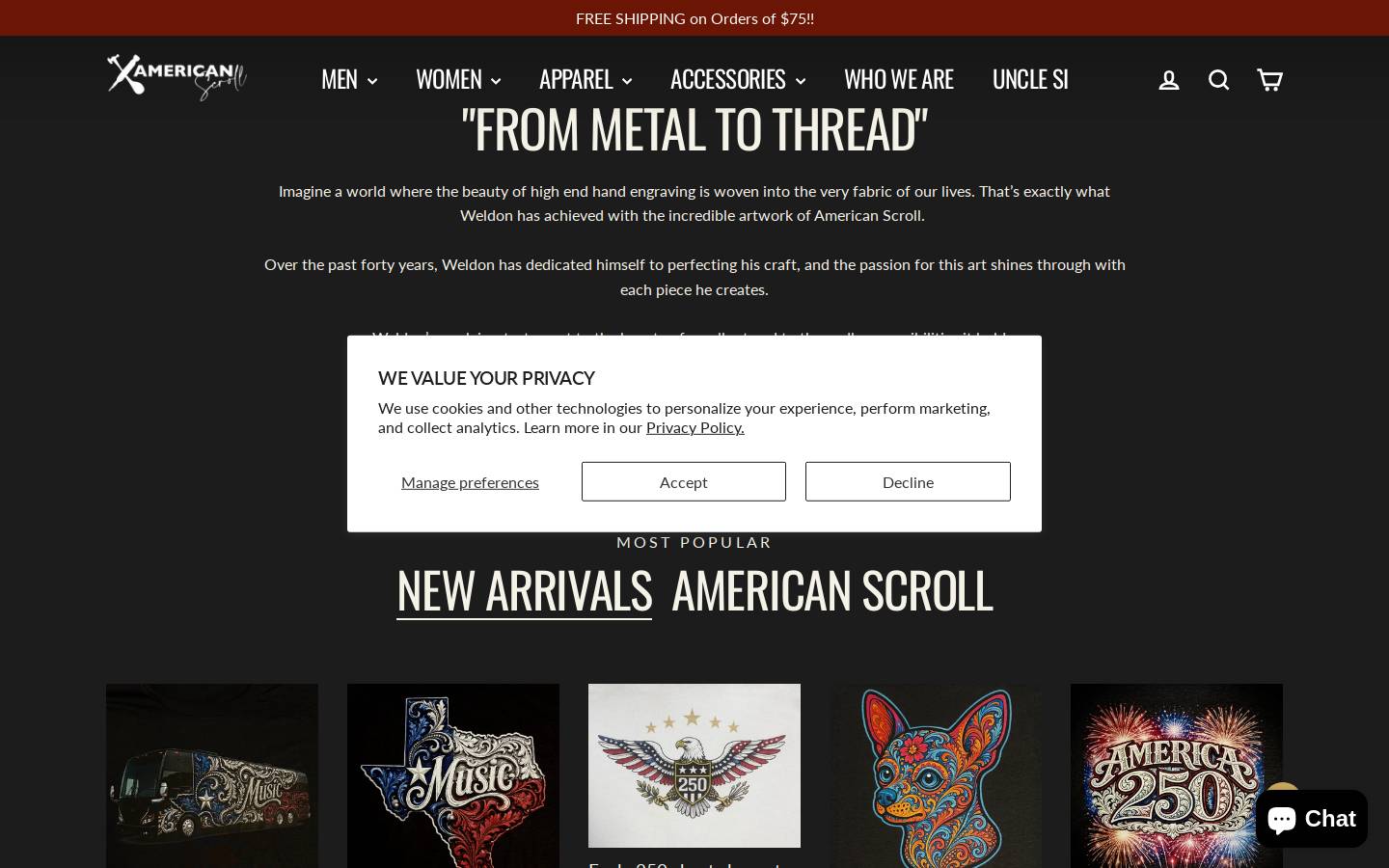 americanscrollinc.com homepage screenshot