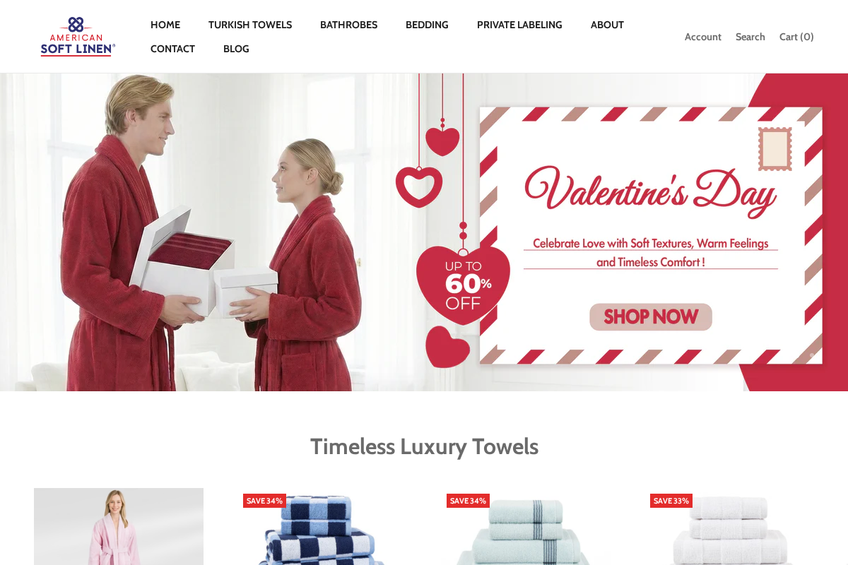 americansoftlinen.com homepage screenshot