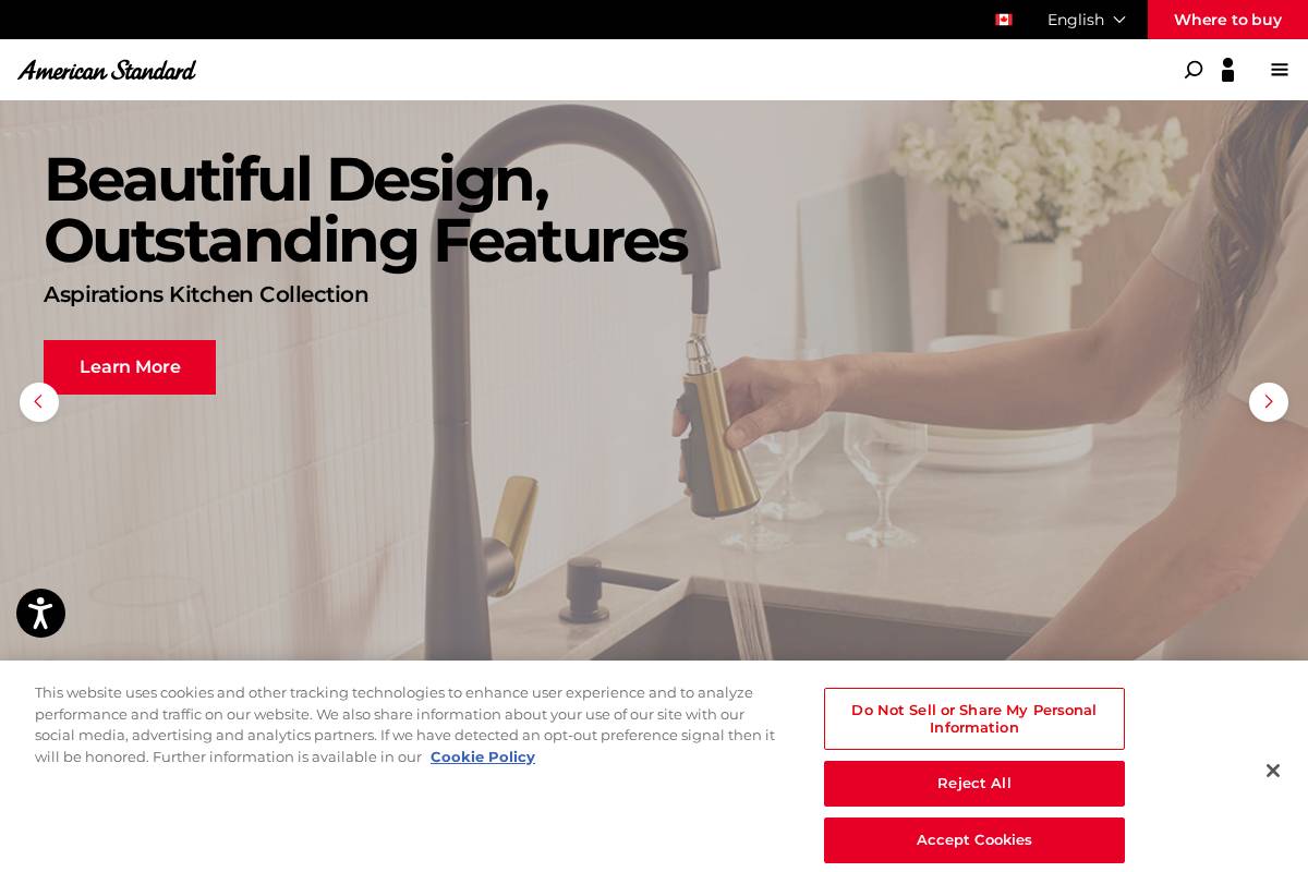American Standard Brands homepage screenshot