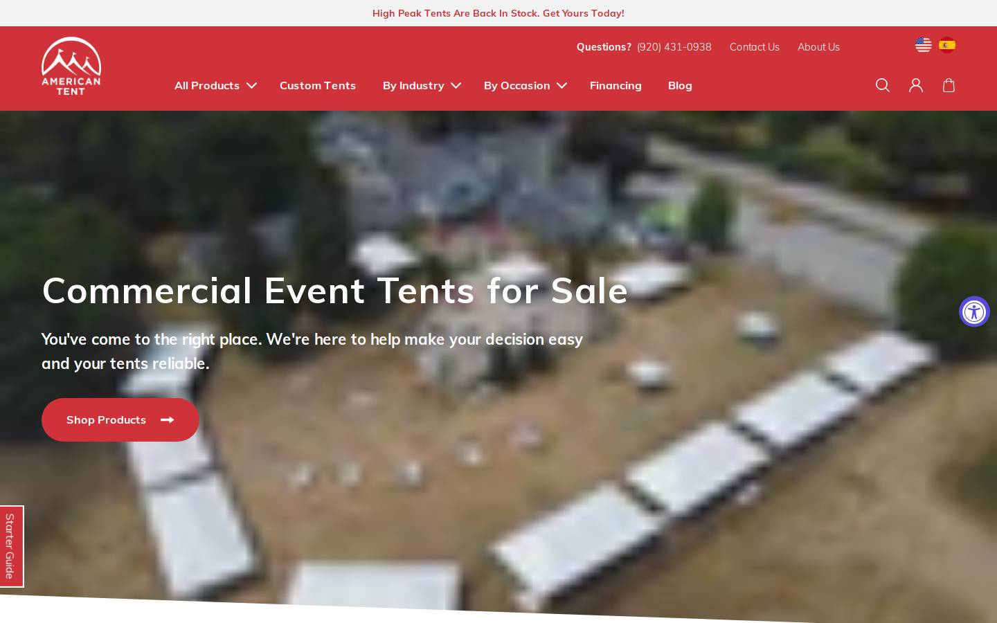 americantent.com homepage screenshot