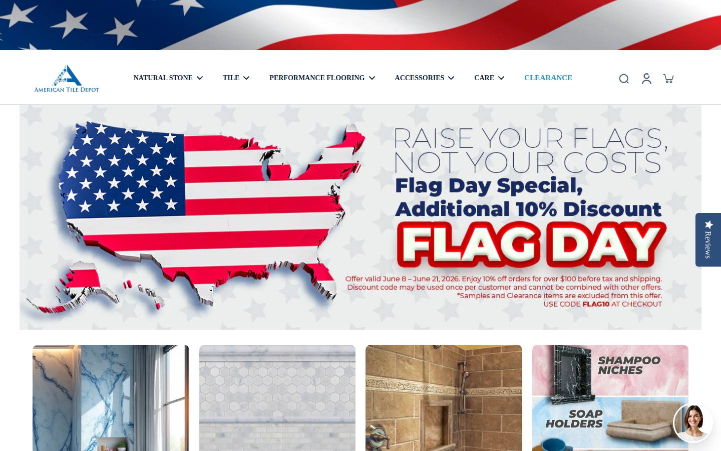 americantiledepot.com homepage screenshot