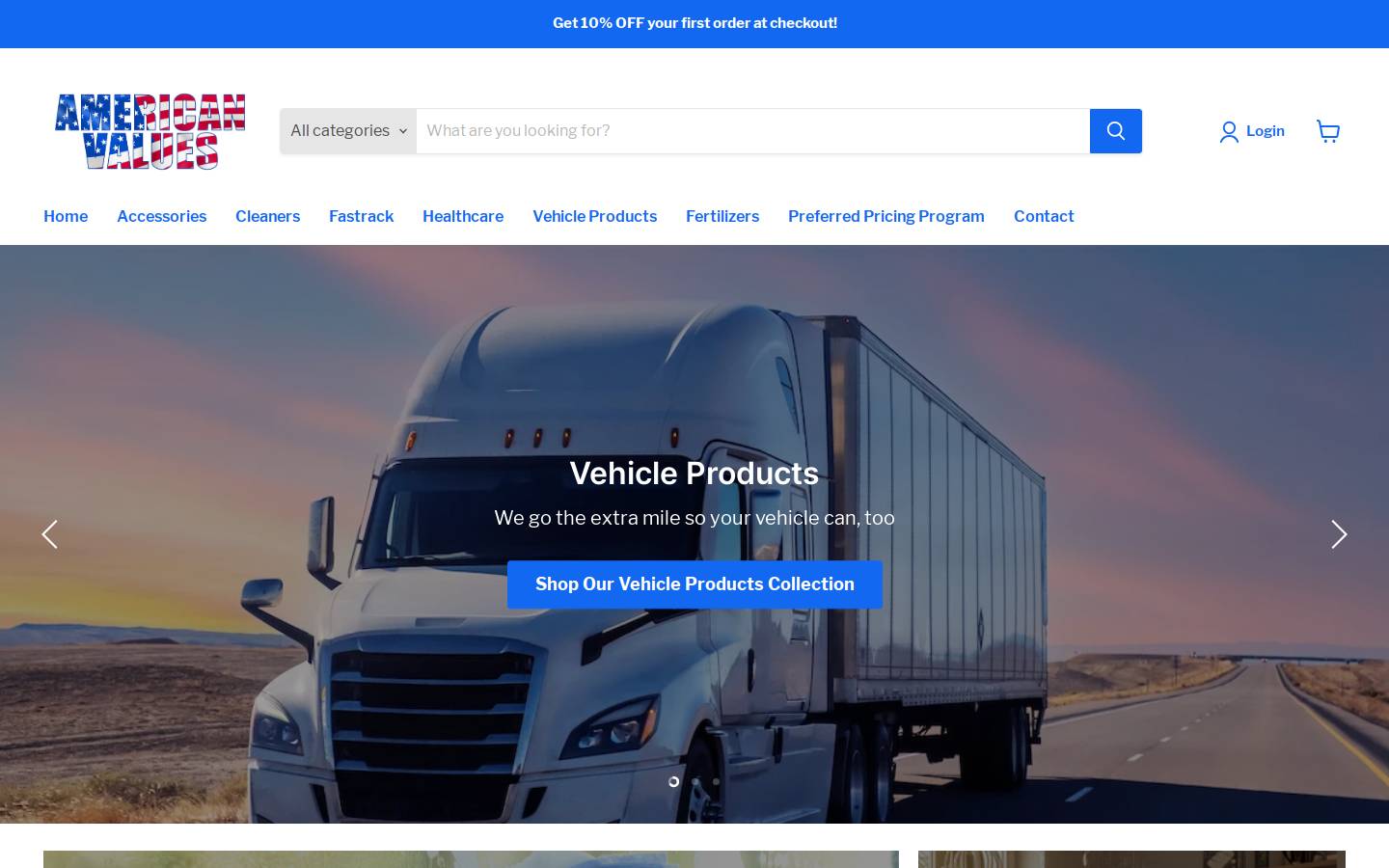 americanvaluesproducts.com homepage screenshot