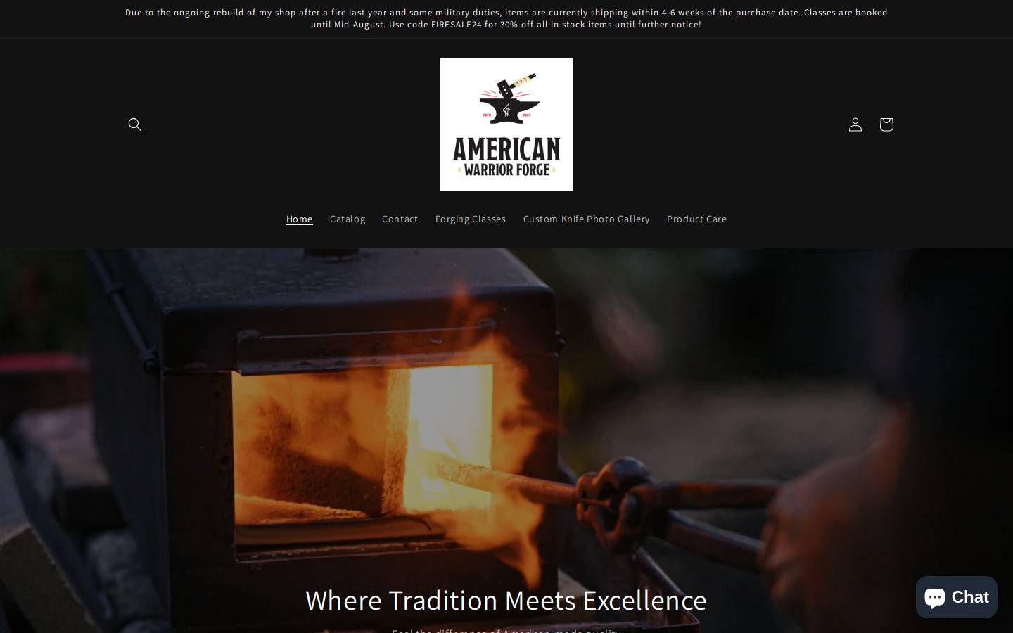 americanwarriorforge.com homepage screenshot