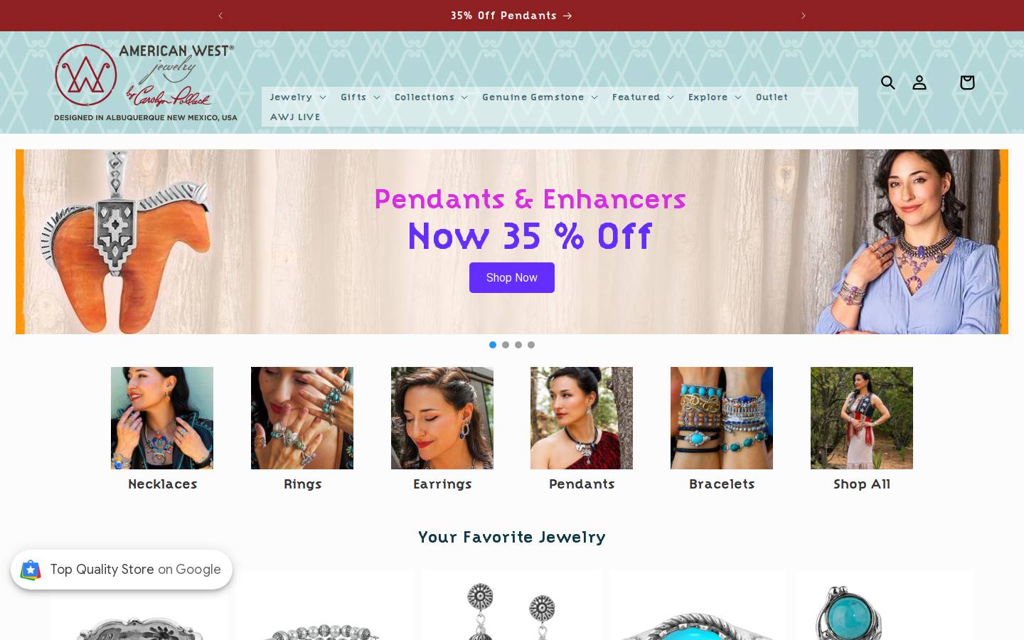 AmericanWest Jewlery homepage screenshot