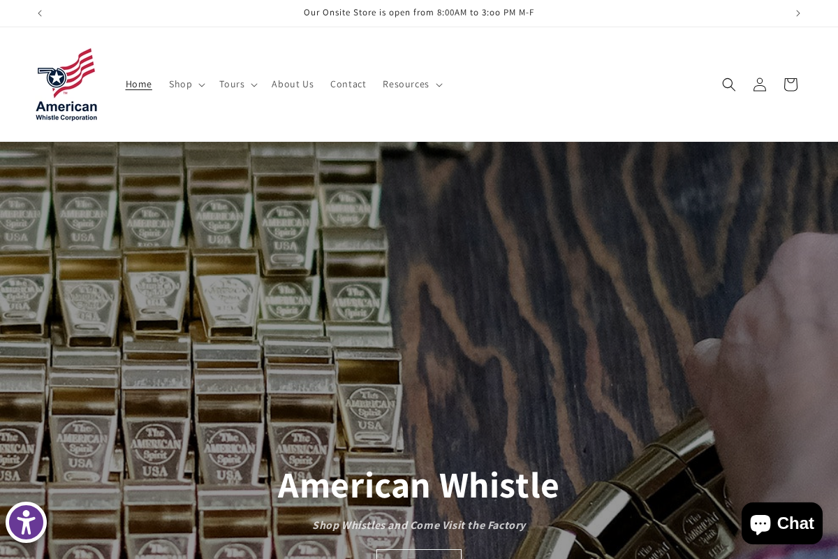 The American Whistle Corporation homepage screenshot