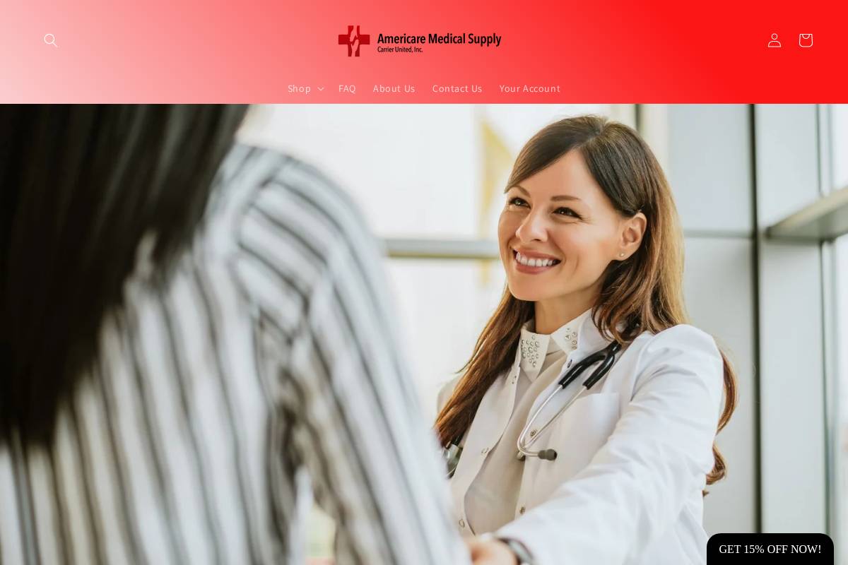 americaremedicalsupply.com homepage screenshot