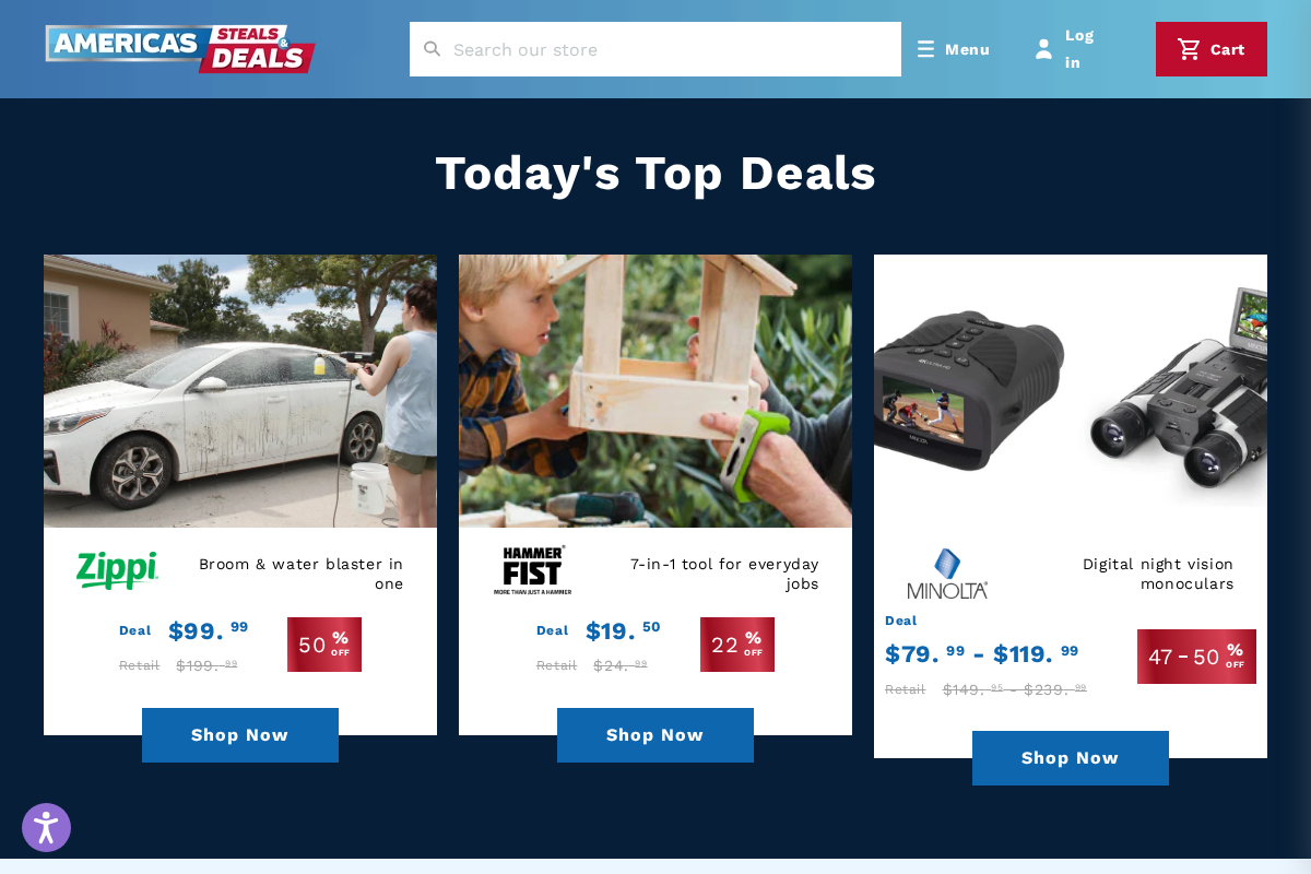 America's Steals & Deals homepage screenshot