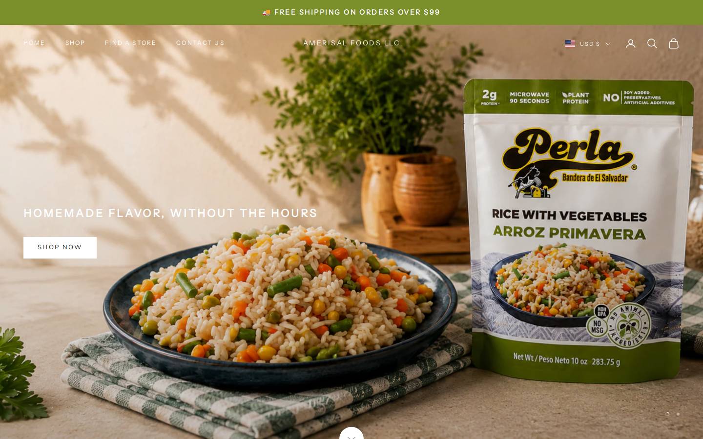 amerisalfoods.com homepage screenshot