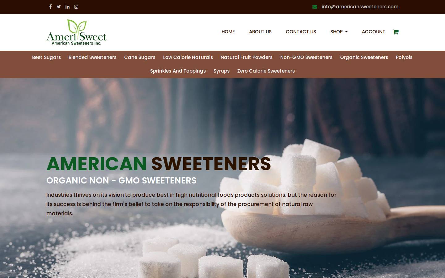 amerisweet.com homepage screenshot