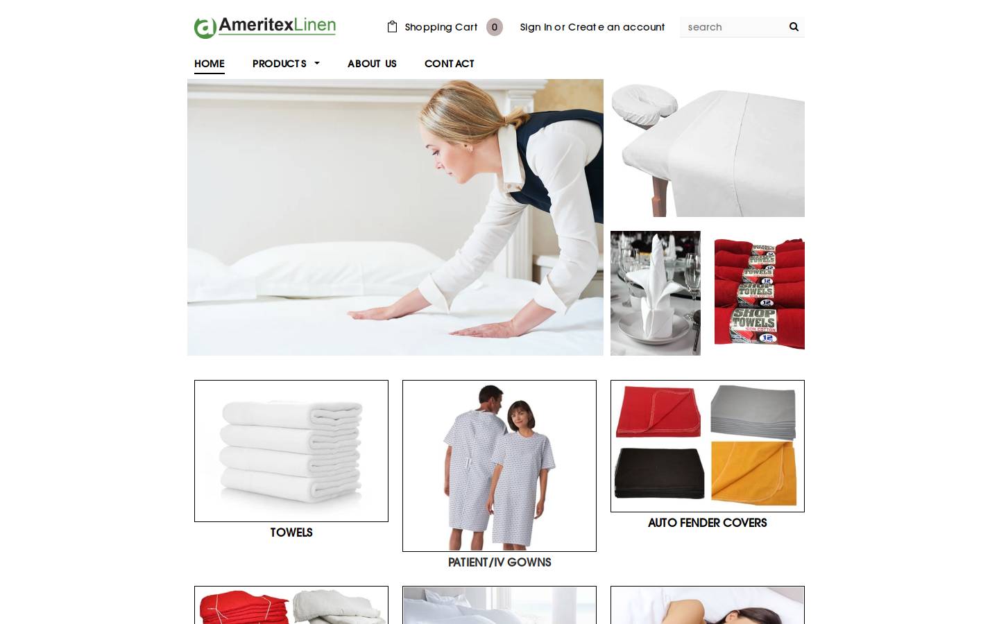 ameritexlinen.com homepage screenshot