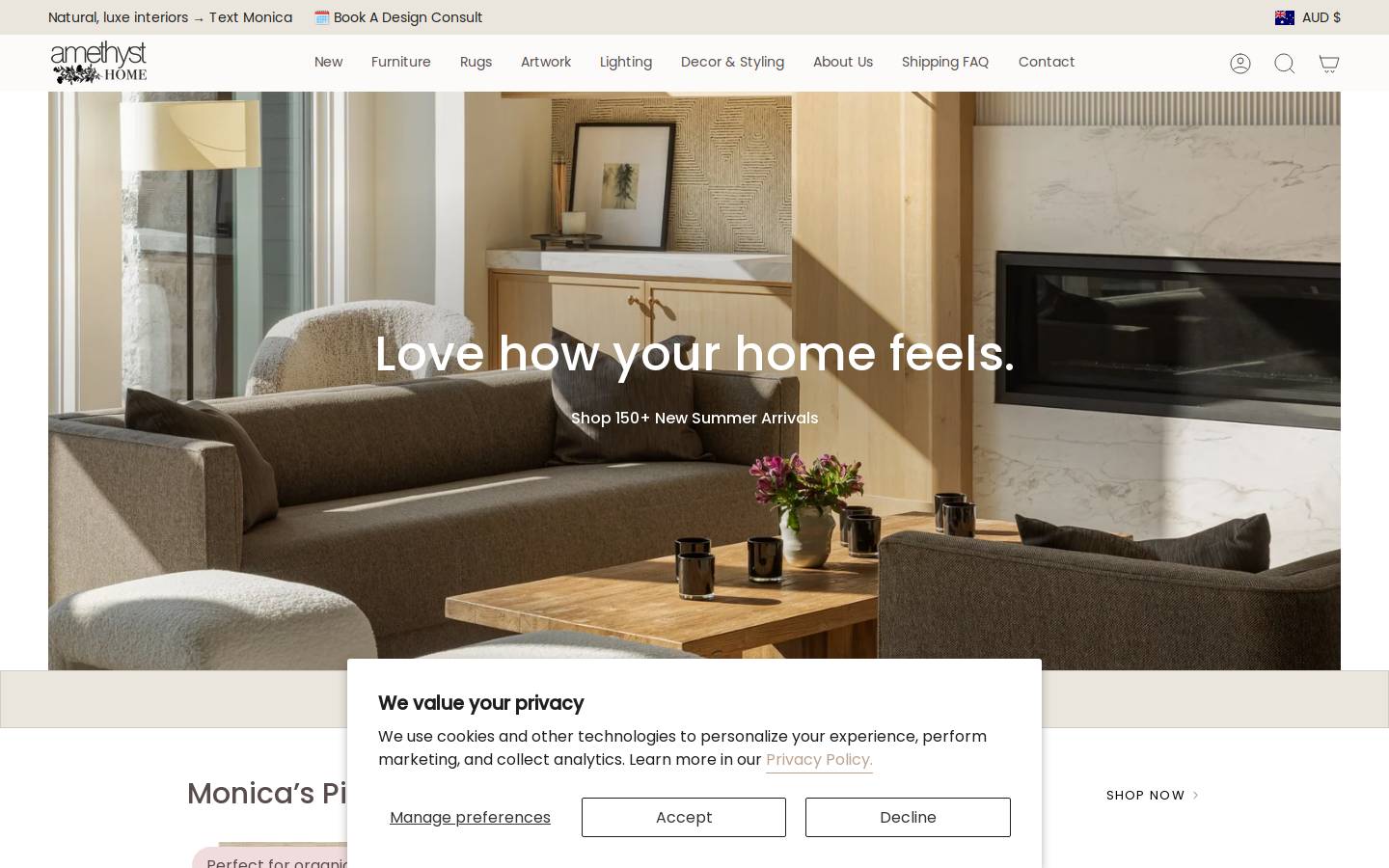 amethystau.com homepage screenshot