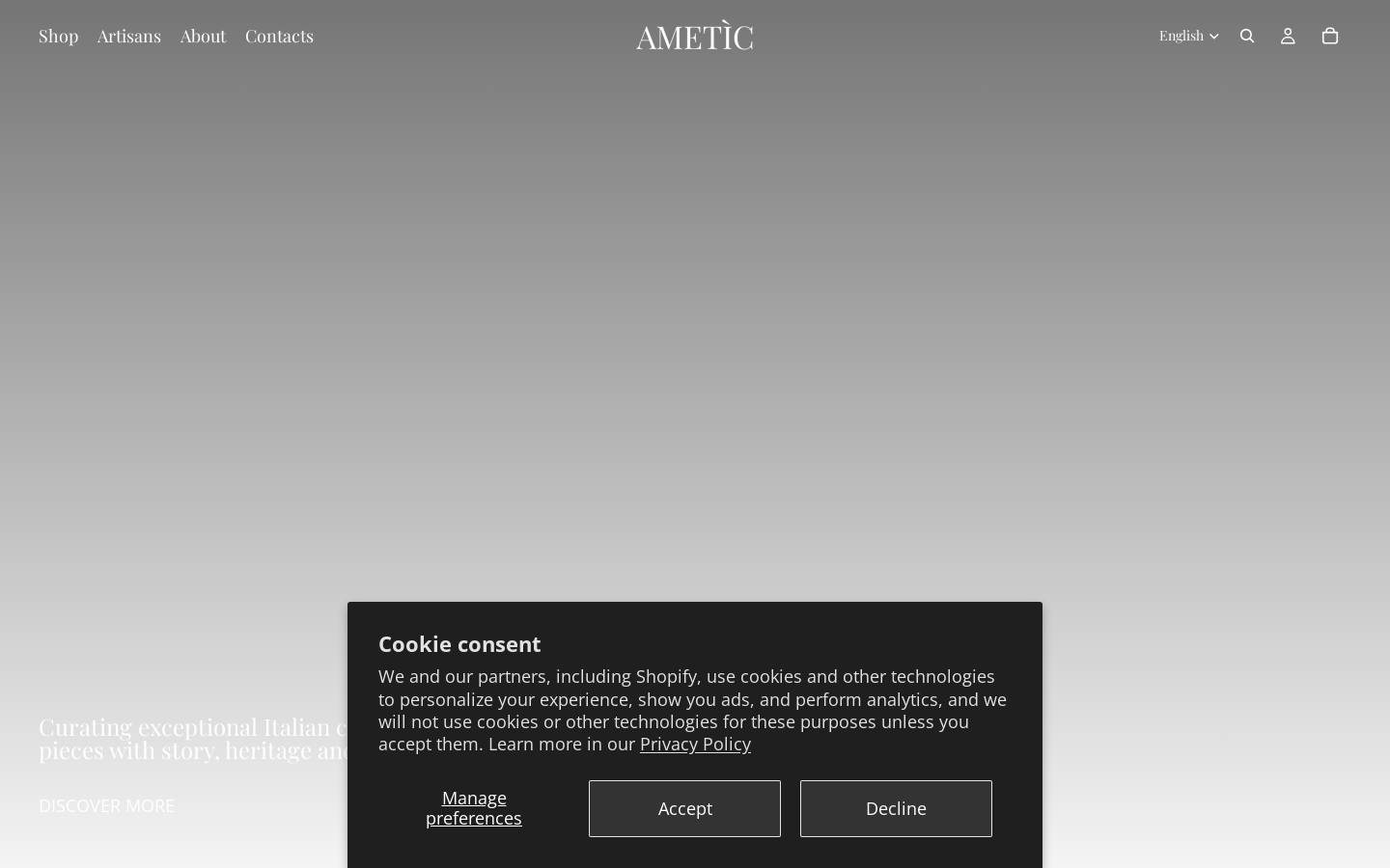 Ameticshop homepage screenshot