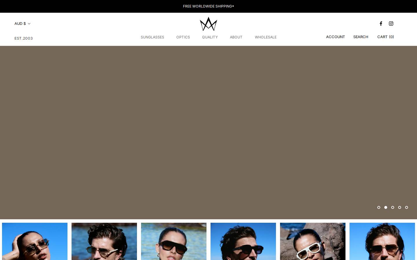 ameyewear.com homepage screenshot