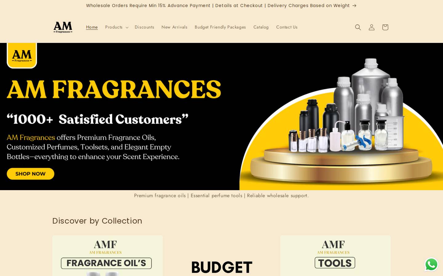 amfragrances.com homepage screenshot