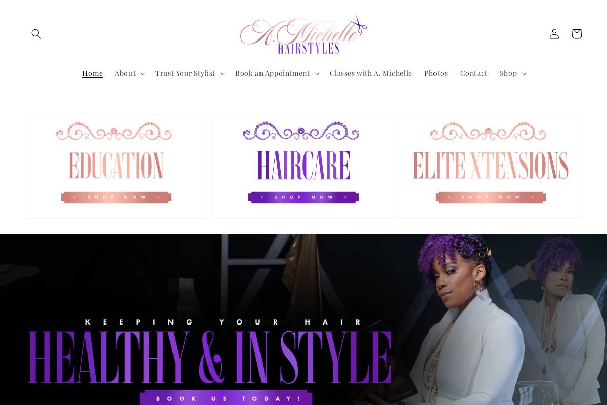 amichellehairstyles.com homepage screenshot