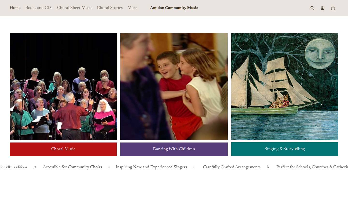 amidoncommunitymusic.com homepage screenshot