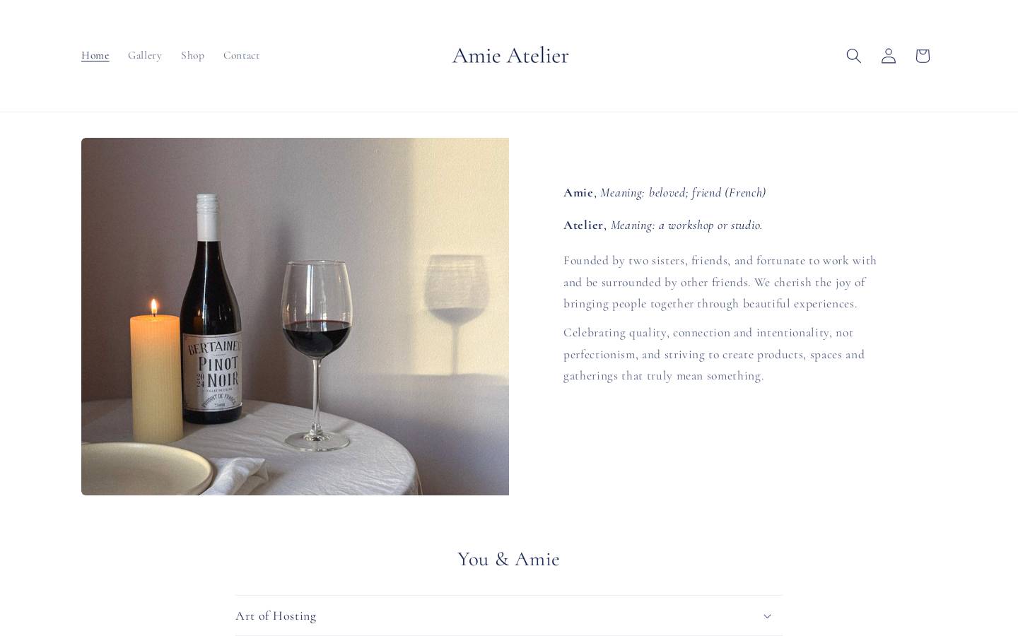 amieatelier.com homepage screenshot