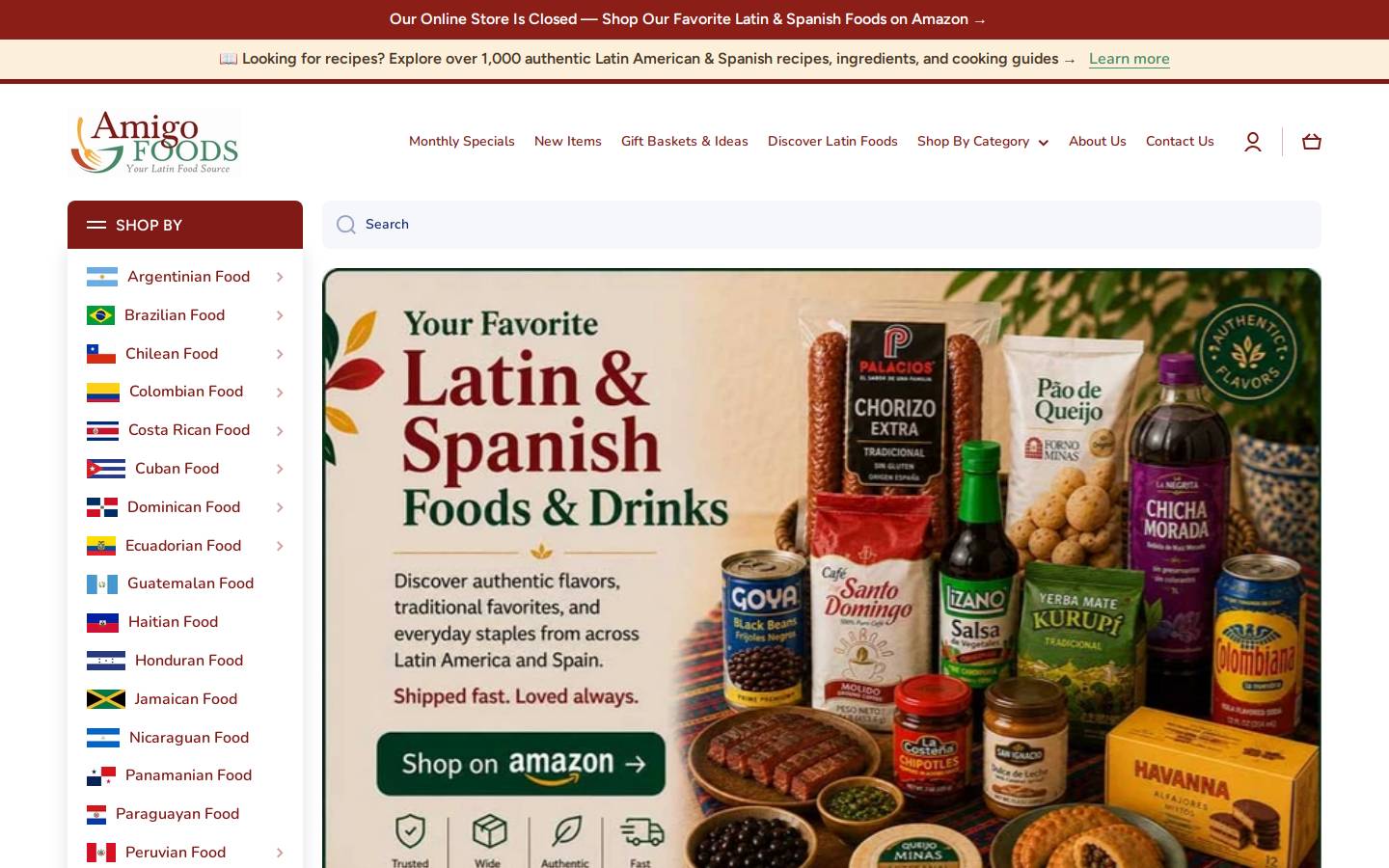 Amigo Foods homepage screenshot