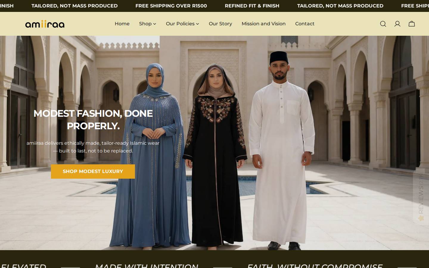 amiiraa.co.za homepage screenshot