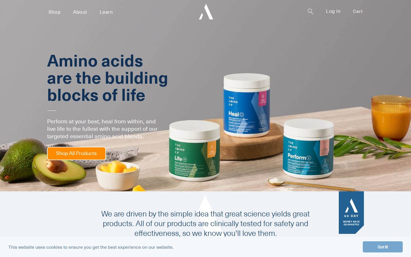 aminoco.com homepage screenshot