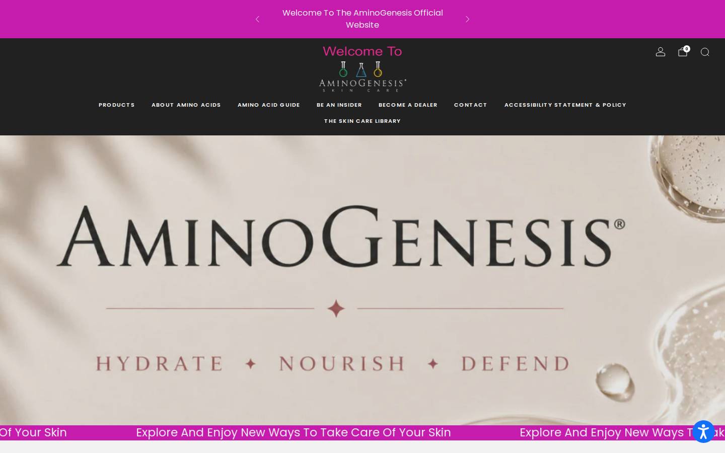 aminogenesis.com homepage screenshot