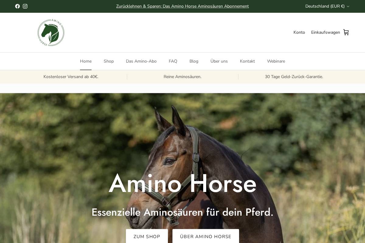 aminohorse.de homepage screenshot