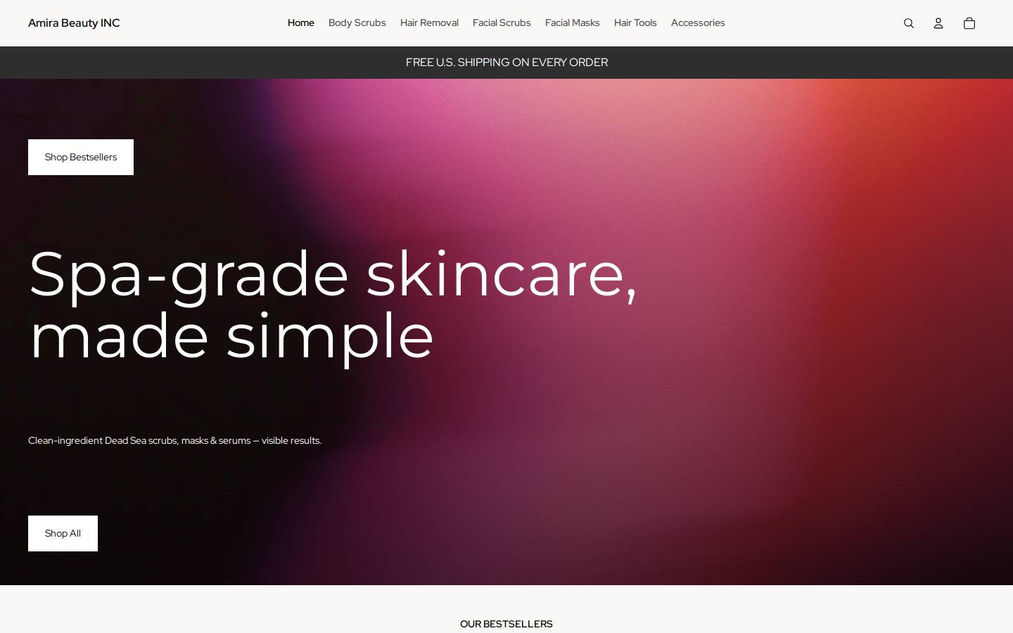 amirabeauty.com homepage screenshot
